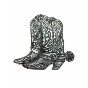 Vintage Signed Ege 1992 COWBOY BOOTS Pair Western Shoes Pewter Pin Brooch